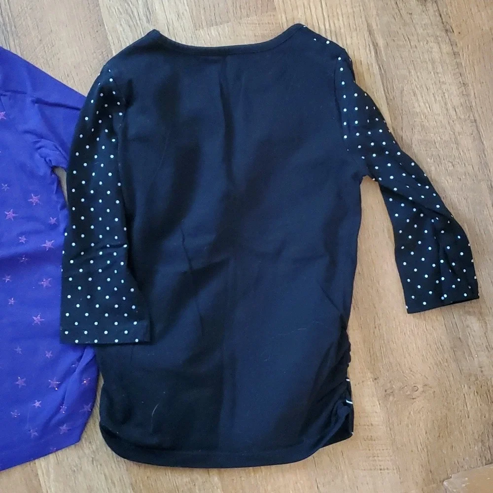 3 Pack Girls Cherokee 3/4 Sleeve Shirts Size 7-8 Royal Blue, Purple Stars, Black